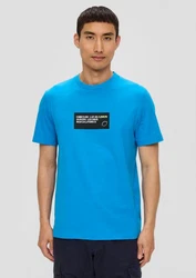 s.Oliver Kurzarmshirt T-Shirt Artwork Hellblau/Türkis/Blau