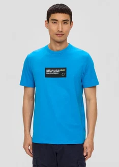 s.Oliver Kurzarmshirt T-Shirt Artwork Hellblau/Türkis/Blau