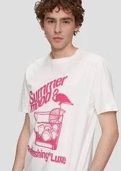 QS Kurzarmshirt mit Frontprint Rosa/Grün/Weiß/Rot