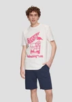 QS Kurzarmshirt mit Frontprint Rosa/Grün/Weiß/Rot
