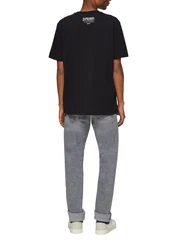 QS T-Shirt mit Front- und Rückenprint Schwarz/Beige