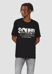 QS T-Shirt mit Front- und Rückenprint Schwarz/Beige