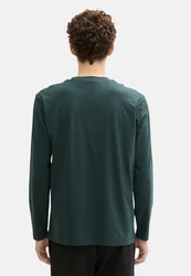 TOM TAILOR Denim Langarmshirt mit Logo Print Dunkelgrün/Grün