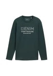 TOM TAILOR Denim Langarmshirt mit Logo Print Dunkelgrün/Grün