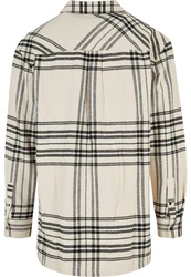 URBAN CLASSICS Langarmhemd Herren Long Oversized Checked Summit Shirt Beige/Gelb/Creme/Rot