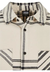 URBAN CLASSICS Langarmhemd Herren Long Oversized Checked Summit Shirt Beige/Gelb/Creme/Rot