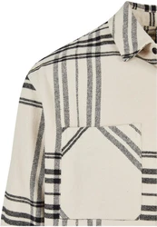 URBAN CLASSICS Langarmhemd Herren Long Oversized Checked Summit Shirt Beige/Gelb/Creme/Rot