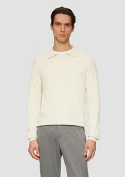 s.Oliver BLACK LABEL Strickpullover mit Polokragen Weiß/Khaki/Beige/Gelb/Creme/Orange/Grau