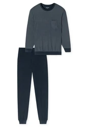 Schiesser Schlafanzug Comfort Essentials Dunkelgrau/Dunkelblau/Grau