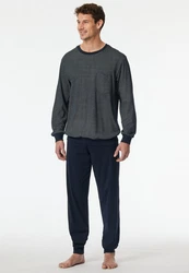 Schiesser Schlafanzug Comfort Essentials Dunkelgrau/Dunkelblau/Grau