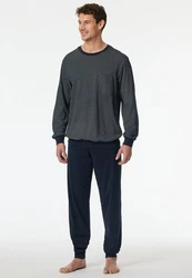 Schiesser Schlafanzug Comfort Essentials Dunkelgrau/Dunkelblau/Grau