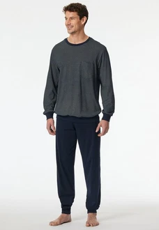 Schiesser Schlafanzug Comfort Essentials Dunkelgrau/Dunkelblau/Grau Schiesser Schlafanzug Comfort Essentials Dunkelgrau/Dunkelblau/Grau