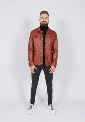 Freaky Nation Lederjacke Aalborg-FN Braun/Rot/Orange