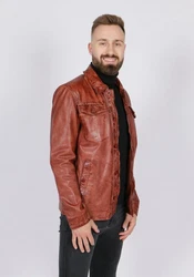 Freaky Nation Lederjacke Aalborg-FN Braun/Rot/Orange