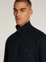 Tommy Hilfiger Sweatjacke Essential Fleece ZT Stand Collar Dunkelblau/Hellblau