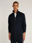 Tommy Hilfiger Sweatjacke Essential Fleece ZT Stand Collar Dunkelblau/Hellblau