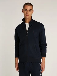 Tommy Hilfiger Sweatjacke Essential Fleece ZT Stand Collar Dunkelblau/Hellblau
