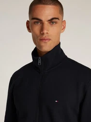 Tommy Hilfiger Sweatjacke Essential Fleece ZT Stand Collar Dunkelblau/Hellblau/Schwarz