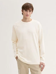 T-Shirt Relaxed Langarmshirt mit Waffelstruktur