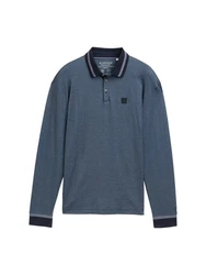 TOM TAILOR Langarm-Poloshirt Dunkelblau/Grau/Hellblau/Blau