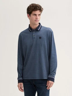 TOM TAILOR Langarm-Poloshirt Dunkelblau/Grau/Hellblau/Blau