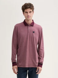 TOM TAILOR Langarm-Poloshirt Bordeaux/Dunkelrot/Lila/Rosa