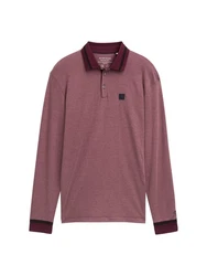 TOM TAILOR Langarm-Poloshirt Bordeaux/Dunkelrot/Lila/Rosa