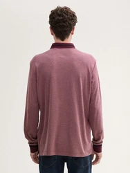 TOM TAILOR Langarm-Poloshirt Bordeaux/Dunkelrot/Lila/Rosa