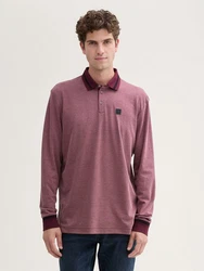 TOM TAILOR Langarm-Poloshirt Bordeaux/Dunkelrot/Lila/Rosa