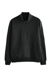 Next Kapuzensweatshirt Utility-Hoodie mit Reißverschlussausschnitt Schwarz/Dunkelgrau/Grau