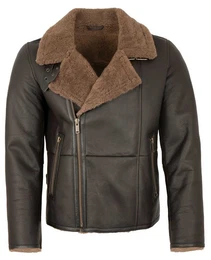 Lederjacke Aviator - Herren Lammfelljacke Lederjacke braun