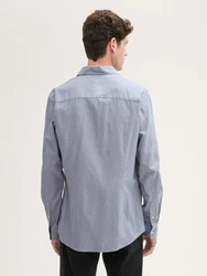 TOM TAILOR Langarmhemd Fitted Hemd Grau/Blau/Hellblau/Fliederfarben