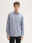 TOM TAILOR Langarmhemd Fitted Hemd Grau/Blau/Hellblau/Fliederfarben