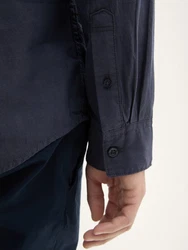TOM TAILOR Langarmhemd Fitted Hemd Dunkelblau/Grau