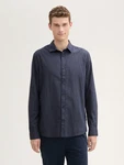 TOM TAILOR Langarmhemd Fitted Hemd Dunkelblau/Grau