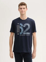 TOM TAILOR T-Shirt mit Print Dunkelblau/Blau