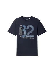 TOM TAILOR T-Shirt mit Print Dunkelblau/Blau