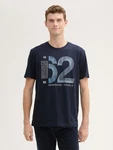 TOM TAILOR T-Shirt mit Print Dunkelblau/Blau
