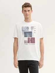 TOM TAILOR T-Shirt mit Print Weiß/Rot/Grau