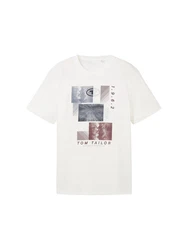 TOM TAILOR T-Shirt mit Print Weiß/Rot/Grau
