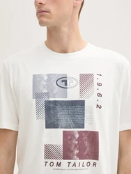 TOM TAILOR T-Shirt mit Print Weiß/Rot/Grau