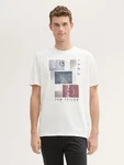 TOM TAILOR T-Shirt mit Print Weiß/Rot/Grau
