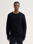 TOM TAILOR Strickpullover im Material-Mix Dunkelblau/Schwarz/Blau