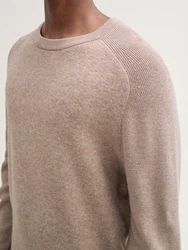 TOM TAILOR Strickpullover im Material-Mix Beige/Khaki/Braun