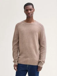 Strickpullover Strickpullover im Material-Mix
