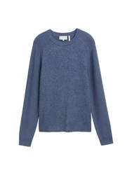 TOM TAILOR Strickpullover im Material-Mix Blau/Hellblau/Grau/Dunkelblau