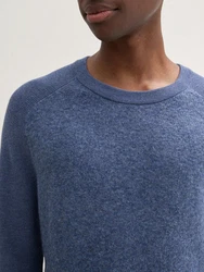TOM TAILOR Strickpullover im Material-Mix Blau/Hellblau/Grau/Dunkelblau