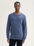 TOM TAILOR Strickpullover im Material-Mix Blau/Hellblau/Grau/Dunkelblau