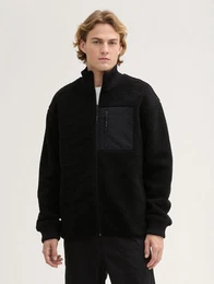 Sweatjacke Teddy Jacke mit Stehkragen mit abgesetzten Rippbndchen