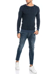 RedBridge Strickpullover mit Rundhalsausschnitt Hellblau/Dunkelblau/Pastell